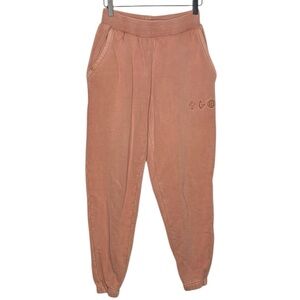 ELVTD Women's Heaven on Earth Beige Pink Sweatpants Embroidered Cotton XS